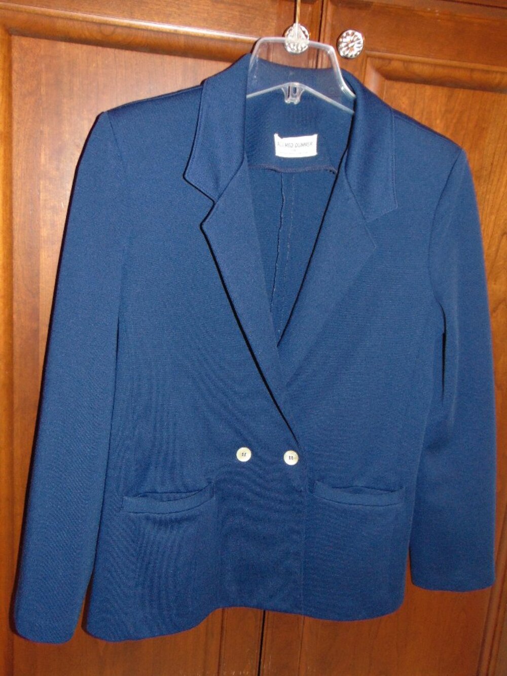 Vintage Alfred Dunner Women's Navy Blue Blazer, Double Breasted, Size 14